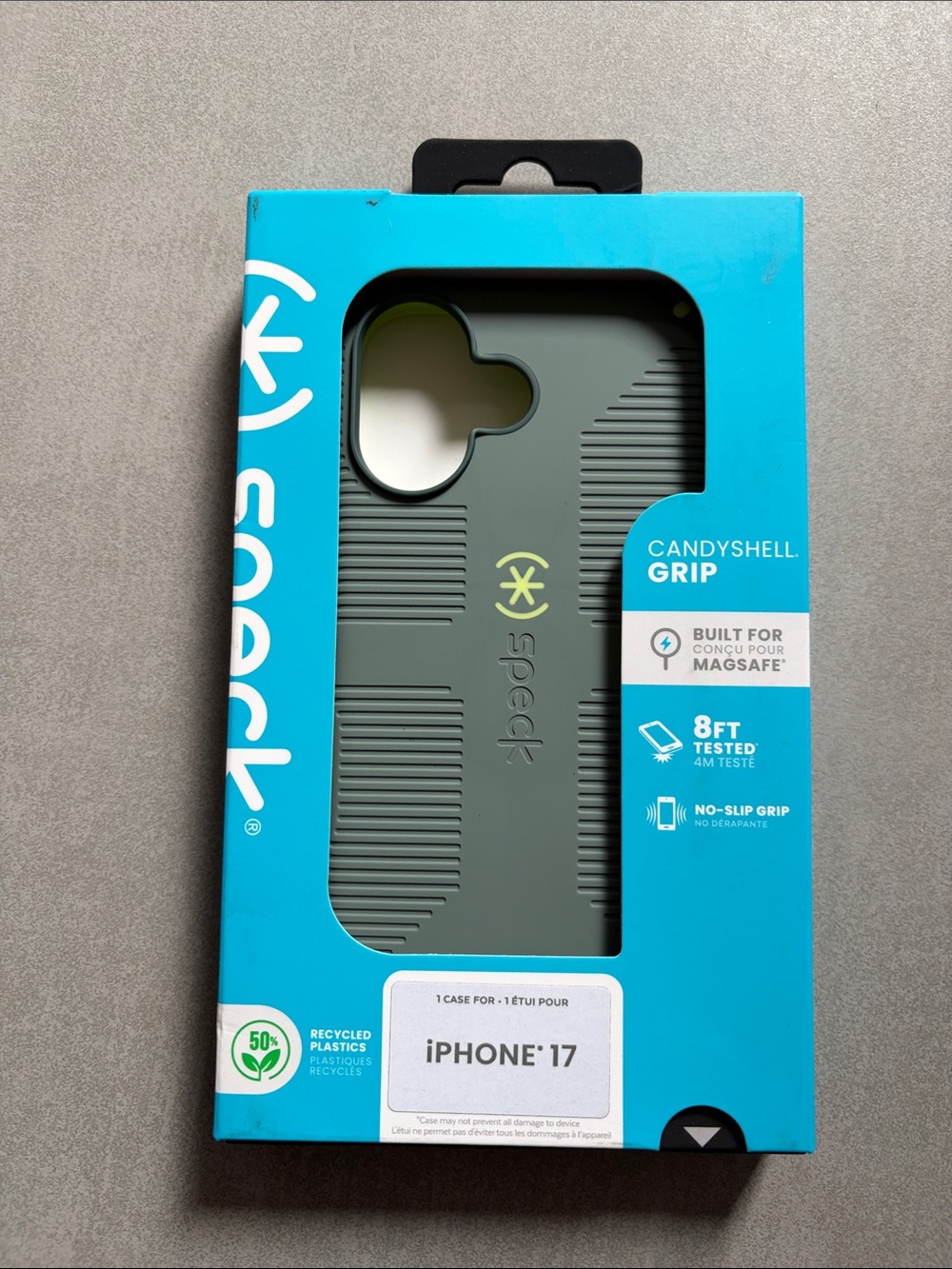 speck CandyShell Grip Case for iPhone 17 — NEO DRAB/Glow Green
